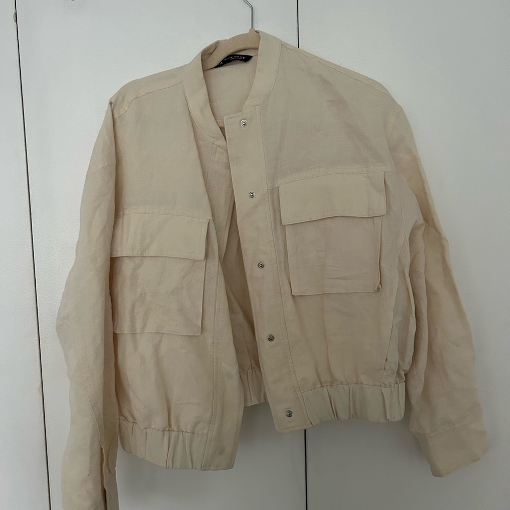 Zara Linen Bomber Jacket